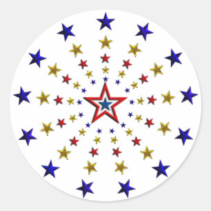 Patroon van patriottische sterren ronde sticker