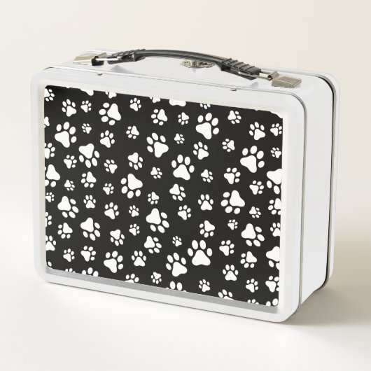 Patroon van Paws, Paw Prints, zwart en wit (Achterkant)