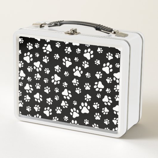 Patroon van Paws, Paw Prints, zwart en wit (Voorkant)