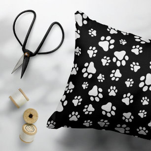 Patroon van Paws, Paw Prints, zwart en wit Accent Kussen