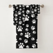 Patroon van Paws, Paw Prints, zwart en wit Bad Handdoek (Insitu)