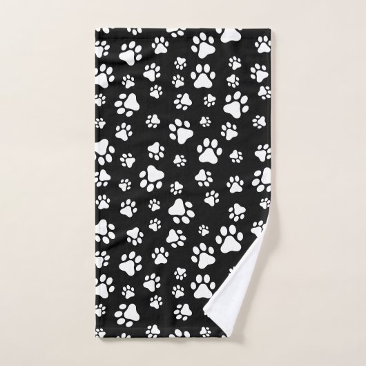 Patroon van Paws, Paw Prints, zwart en wit Bad Handdoek (Handdoek)