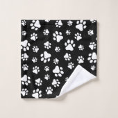 Patroon van Paws, Paw Prints, zwart en wit Bad Handdoek (Wasdoekje)