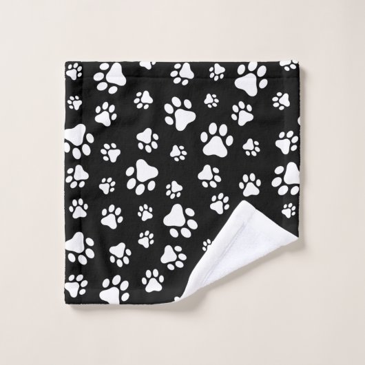 Patroon van Paws, Paw Prints, zwart en wit Bad Handdoek (Wasdoekje)