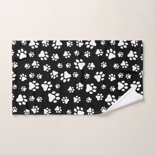 Patroon van Paws, Paw Prints, zwart en wit Bad Handdoek (Handdoek)