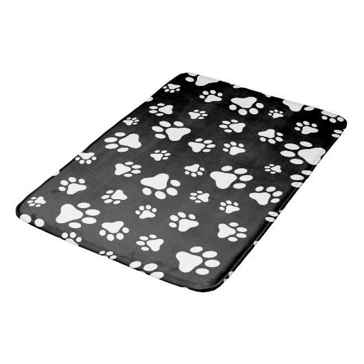 Patroon van Paws, Paw Prints, zwart en wit Badmat (Gekanteld)