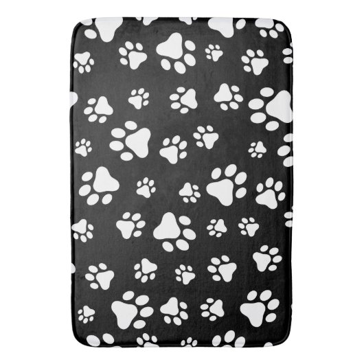 Patroon van Paws, Paw Prints, zwart en wit Badmat (Voorkant Verticaal)