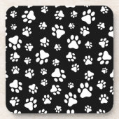 Patroon van Paws, Paw Prints, zwart en wit Bier Onderzetter (Voorkant)