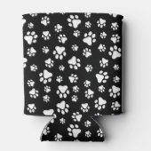 Patroon van Paws, Paw Prints, zwart en wit Blikjeskoeler (Achterkant)