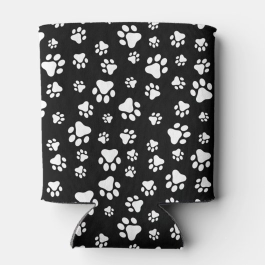 Patroon van Paws, Paw Prints, zwart en wit Blikjeskoeler (Achterkant)