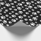 Patroon van Paws, Paw Prints, zwart en wit Cadeaupapier (Hoek)
