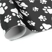 Patroon van Paws, Paw Prints, zwart en wit Cadeaupapier (Rol Hoek)