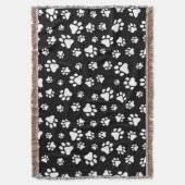 Patroon van Paws, Paw Prints, zwart en wit Deken (Voorkant Verticaal)