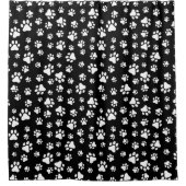 Patroon van Paws, Paw Prints, zwart en wit Douchegordijn (Voorkant)