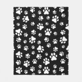 Patroon van Paws, Paw Prints, zwart en wit Fleece Deken (Voorkant)