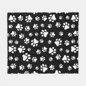 Patroon van Paws, Paw Prints, zwart en wit Fleece Deken (Voorkant (Horizontaal))