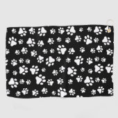 Patroon van Paws, Paw Prints, zwart en wit Golfhanddoek (Horizontaal)