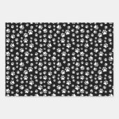 Patroon van Paws, Paw Prints, zwart en wit Inpakpapier Vel (Voorkant 2)