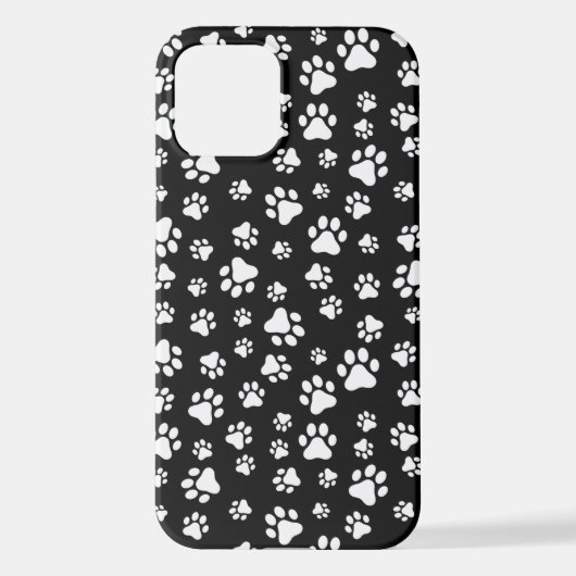 Patroon van Paws, Paw Prints, zwart en wit iPhone Hoesje (Achterkant)