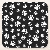 Patroon van Paws, Paw Prints, zwart en wit Kartonnen Onderzetters (Voorkant)