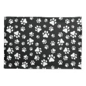 Patroon van Paws, Paw Prints, zwart en wit Kussensloop (Achterkant)