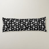 Patroon van Paws, Paw Prints, zwart en wit Lichaamskussen (Achterkant)