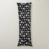 Patroon van Paws, Paw Prints, zwart en wit Lichaamskussen (Voorkant Verticaal)