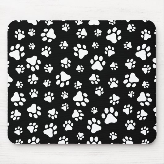 Patroon van Paws, Paw Prints, zwart en wit Muismat (Voorkant)
