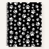 Patroon van Paws, Paw Prints, zwart en wit Notitieboek (Voorkant)