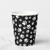 Patroon van Paws, Paw Prints, zwart en wit Papieren Bekers (Voorkant)