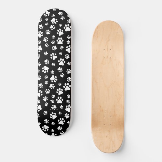 Patroon van Paws, Paw Prints, zwart en wit Persoonlijk Skateboard (Voorkant)