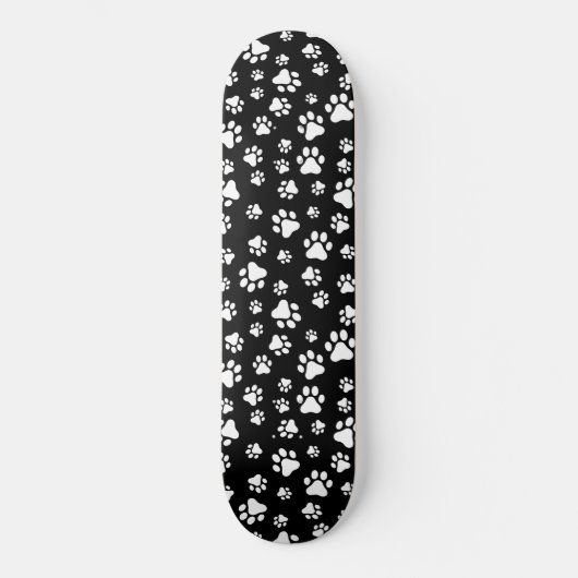 Patroon van Paws, Paw Prints, zwart en wit Persoonlijk Skateboard (Voorkant)
