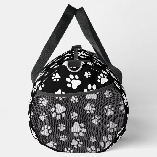 Patroon van Paws, Paw Prints, zwart en wit Plunjezak (Rechts)