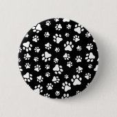 Patroon van Paws, Paw Prints, zwart en wit Ronde Button 5,7 Cm (Voorkant)