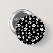 Patroon van Paws, Paw Prints, zwart en wit Ronde Button 5,7 Cm (Voorkant /achterkant)