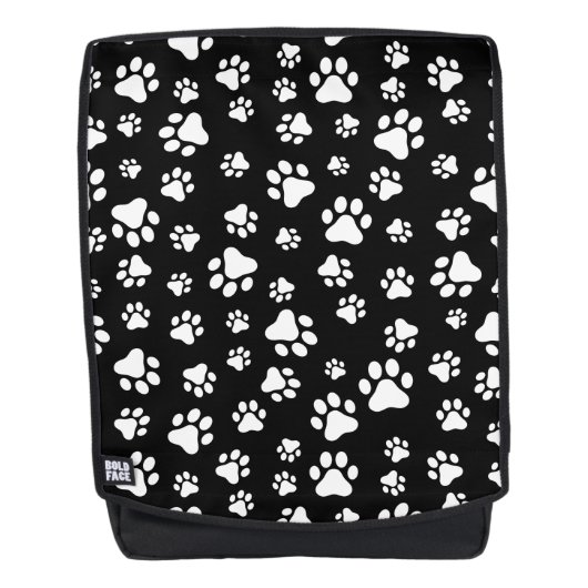 Patroon van Paws, Paw Prints, zwart en wit Rugtassen (Voorkant)