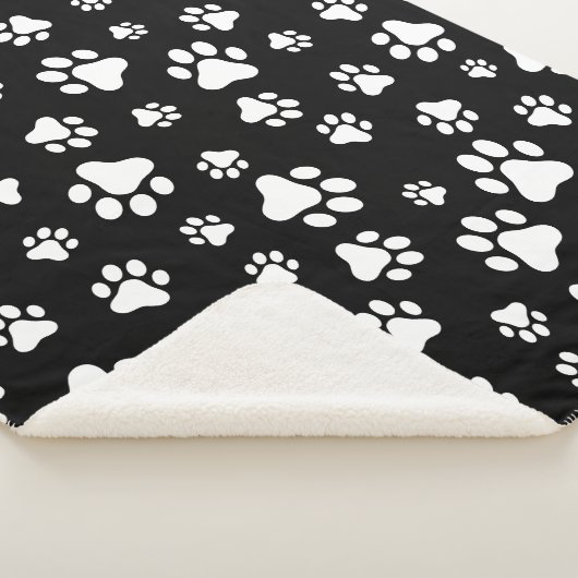 Patroon van Paws, Paw Prints, zwart en wit Sherpa Deken (3/4)