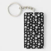 Patroon van Paws, Paw Prints, zwart en wit Sleutelhanger (Voorkant)