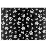 Patroon van Paws, Paw Prints, zwart en wit Snijplank (Voorkant)