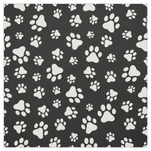 Patroon van Paws, Paw Prints, zwart en wit Stof