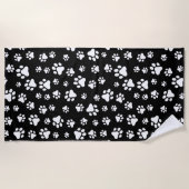 Patroon van Paws, Paw Prints, zwart en wit Strandlaken (Voorkant)