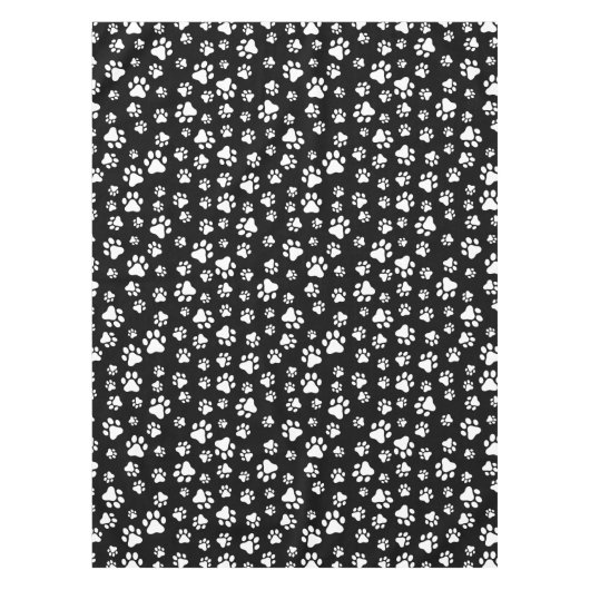 Patroon van Paws, Paw Prints, zwart en wit Tafelkleed (Voorkant)