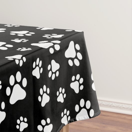 Patroon van Paws, Paw Prints, zwart en wit Tafelkleed (Voorbeeld)