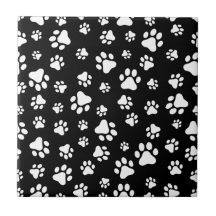 Patroon van Paws, Paw Prints, zwart en wit