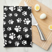 Patroon van Paws, Paw Prints, zwart en wit Theedoek (Quarter Fold)