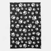 Patroon van Paws, Paw Prints, zwart en wit Theedoek (Verticaal)