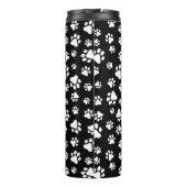 Patroon van Paws, Paw Prints, zwart en wit Thermosbeker (Achterkant)