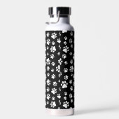 Patroon van Paws, Paw Prints, zwart en wit Waterfles (Rechts)