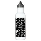 Patroon van Paws, Paw Prints, zwart en wit Waterfles (Links)