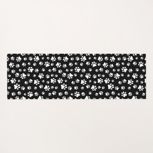 Patroon van Paws, Paw Prints, zwart en wit Yogamat (Achterkant (horizontaal))